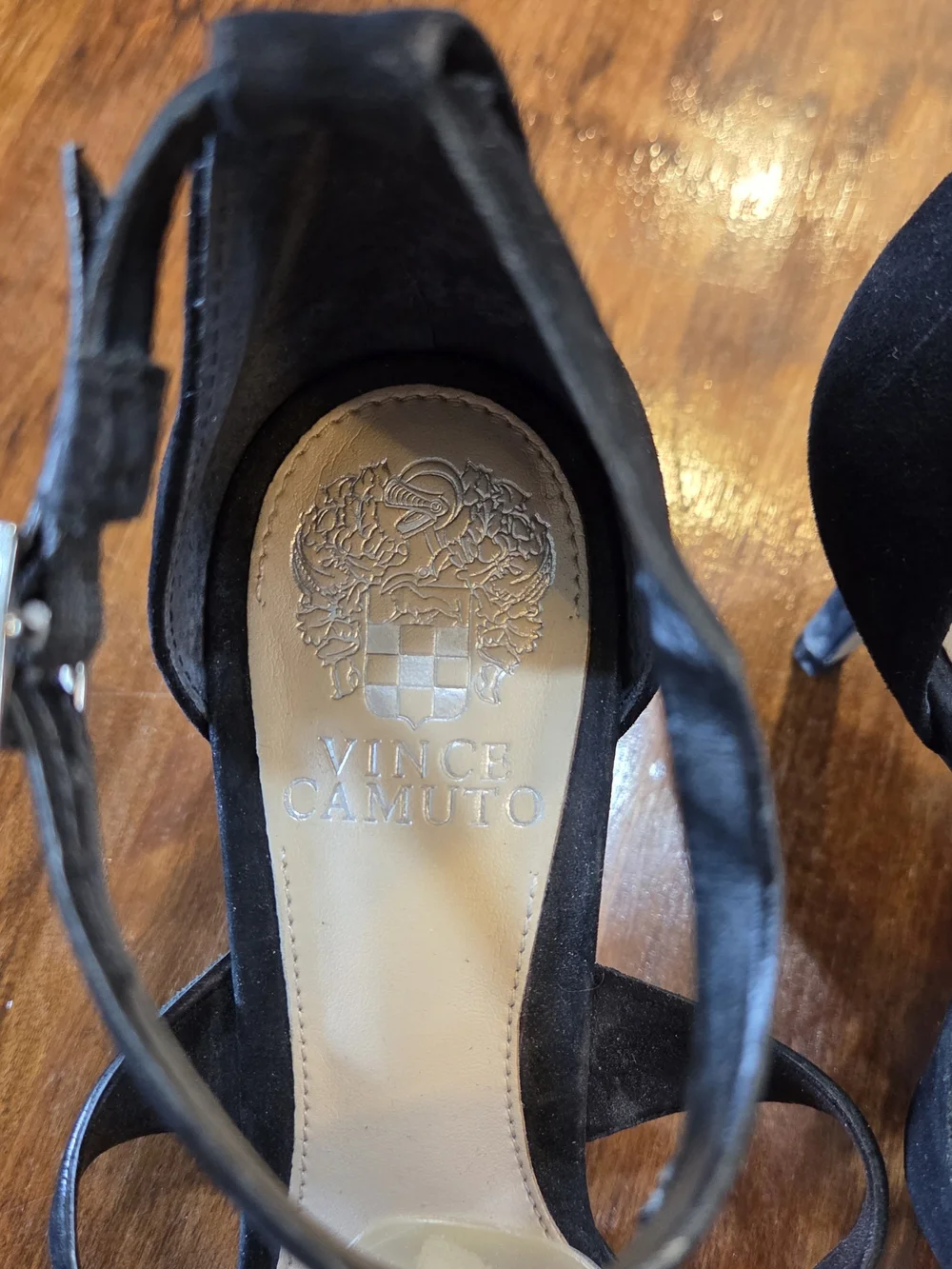 Vince Camuto Shoes High Heels Black Nubuck Ankle Strap VC-Payto Womens 8M